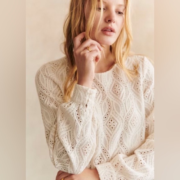 SEZANE Jesse Blouse in Ecru Guipure Lace NWOT - Picture 3 of 7